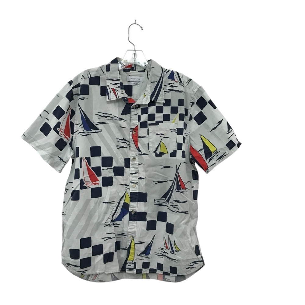 Urban Outfitters Nautical Button Up Shirt Men’s Size Large White Red Blue Boat